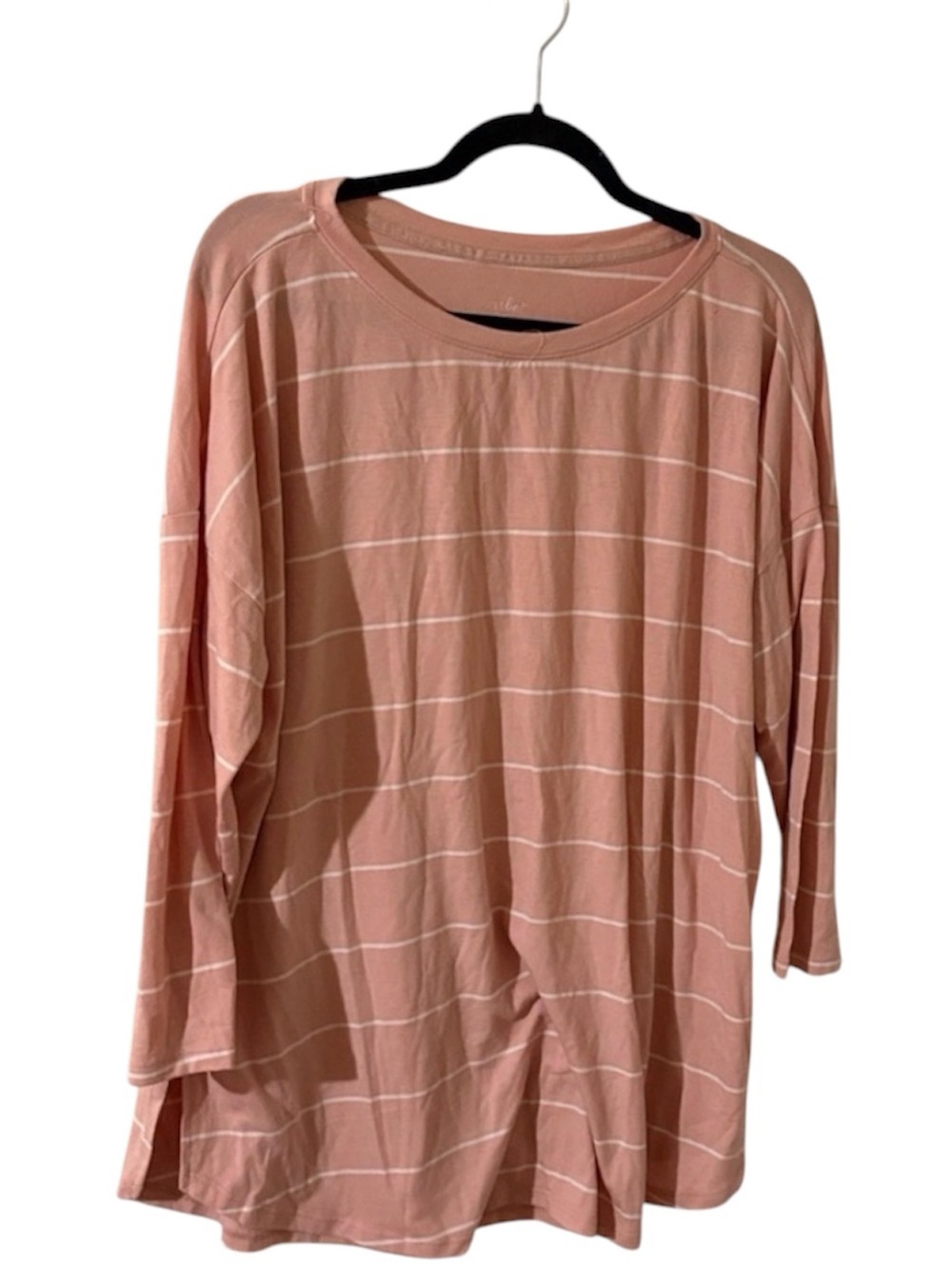 Pink and White Striped Long Sleeve Top Size XL like new!